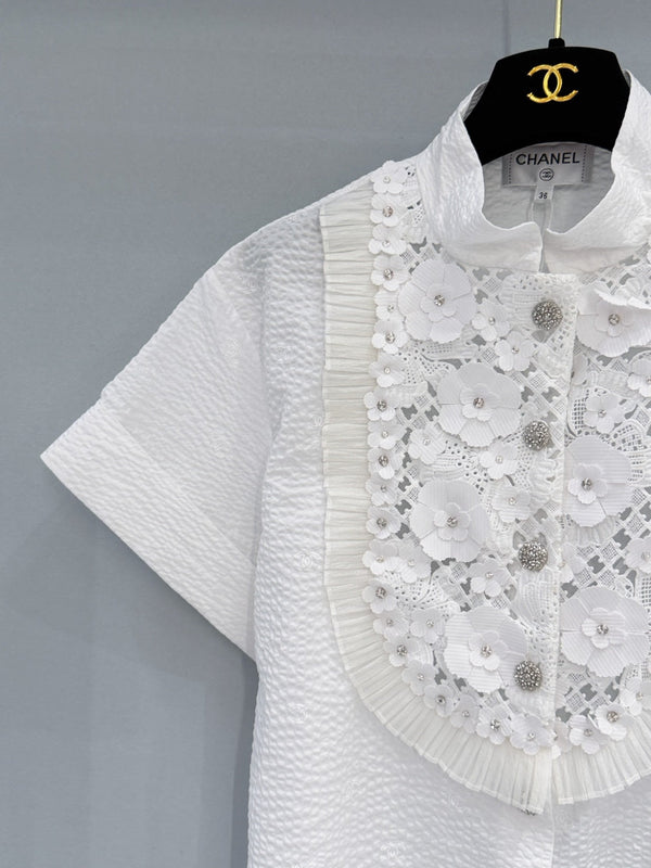 Chanel 26 Short-Sleeve Shirt White in Cotton 253586