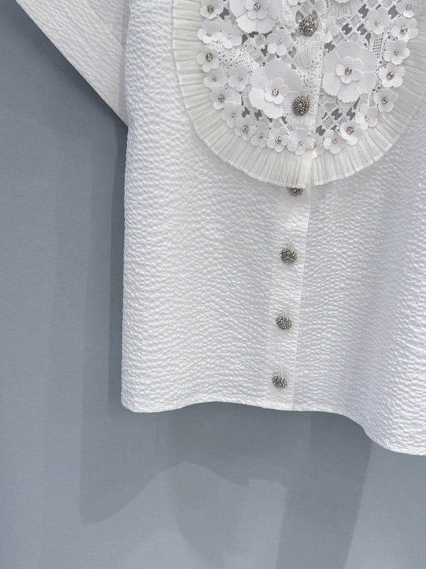 Chanel 26 Short-Sleeve Shirt White in Cotton 253586