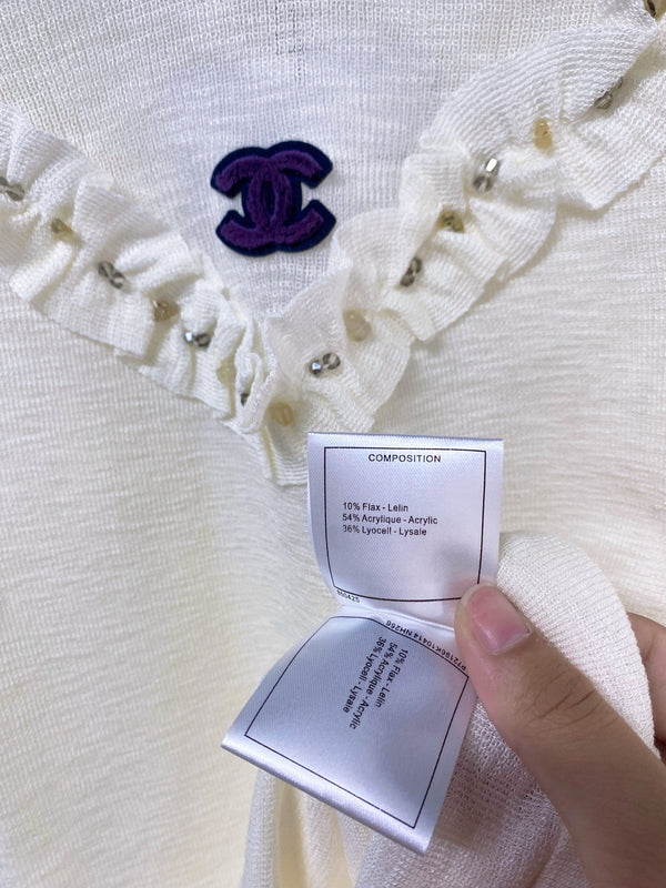 T-shirt Chanel 26 manches courtes crème en acrylique 252223