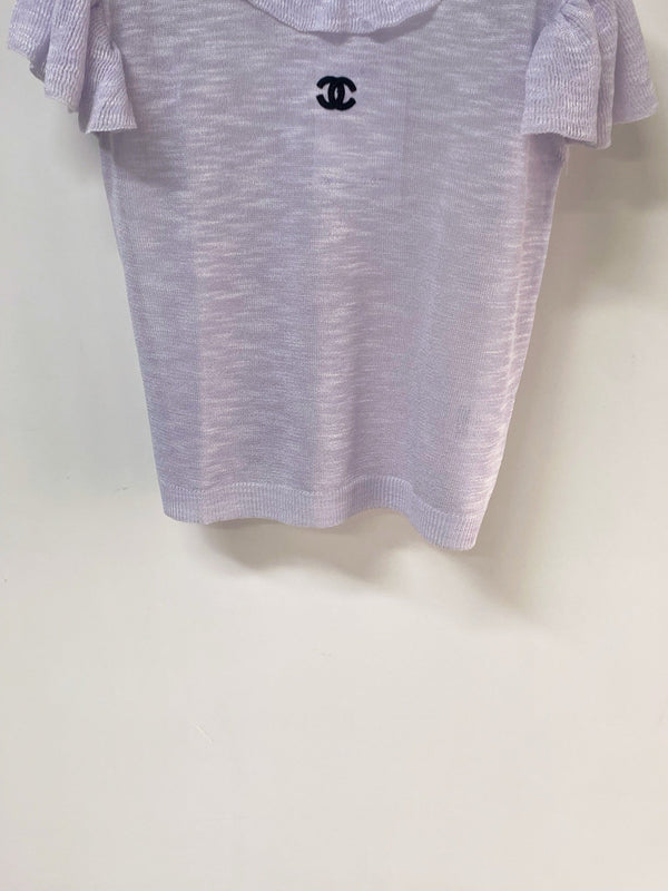 T-shirt Chanel à manches courtes violet en laine 252205