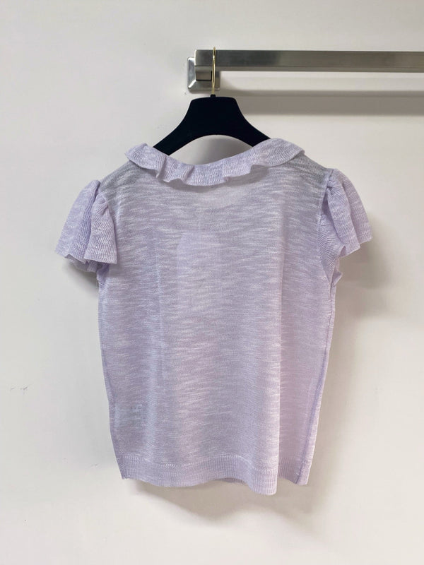 T-shirt Chanel à manches courtes violet en laine 252205