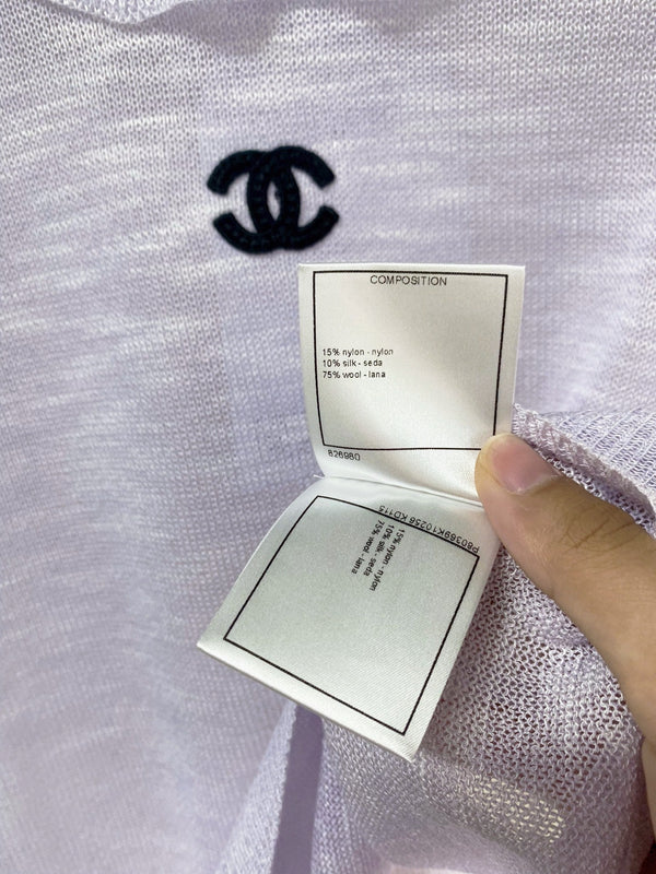 T-shirt Chanel à manches courtes violet en laine 252205