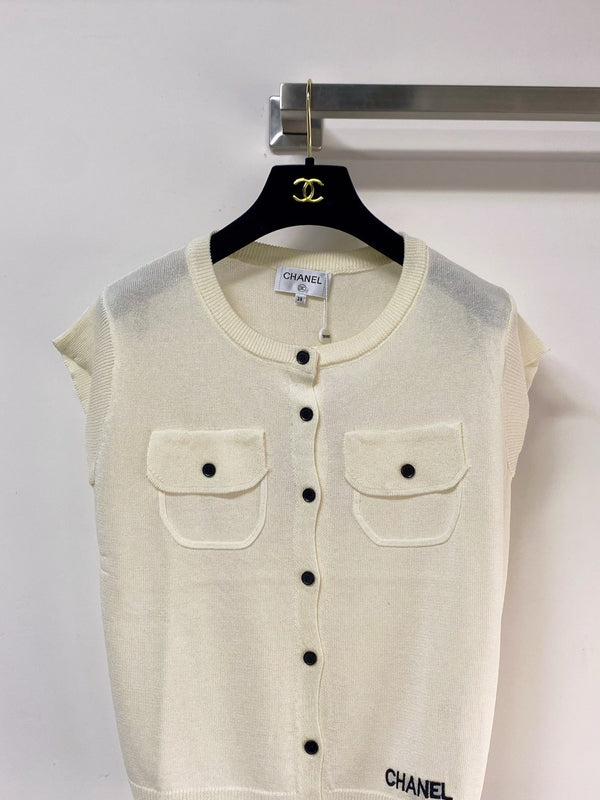 Gilet Chanel Crème en Viscose 252203
