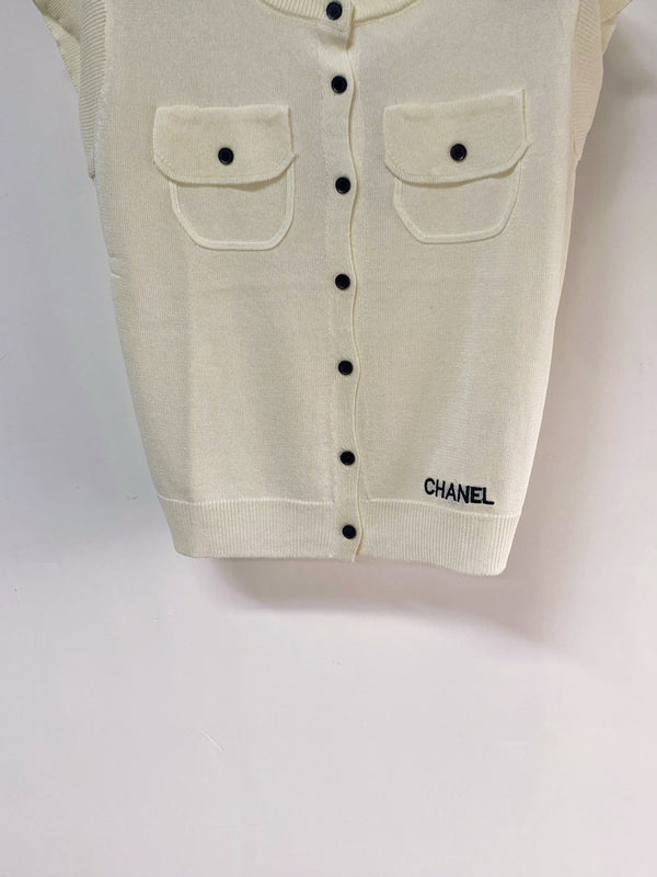 Gilet Chanel Crème en Viscose 252203
