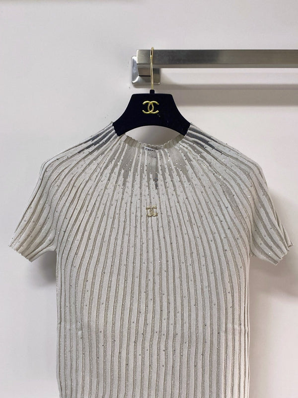 Chanel Short-Sleeve T-Shirt Light Gray in Tencel 252165
