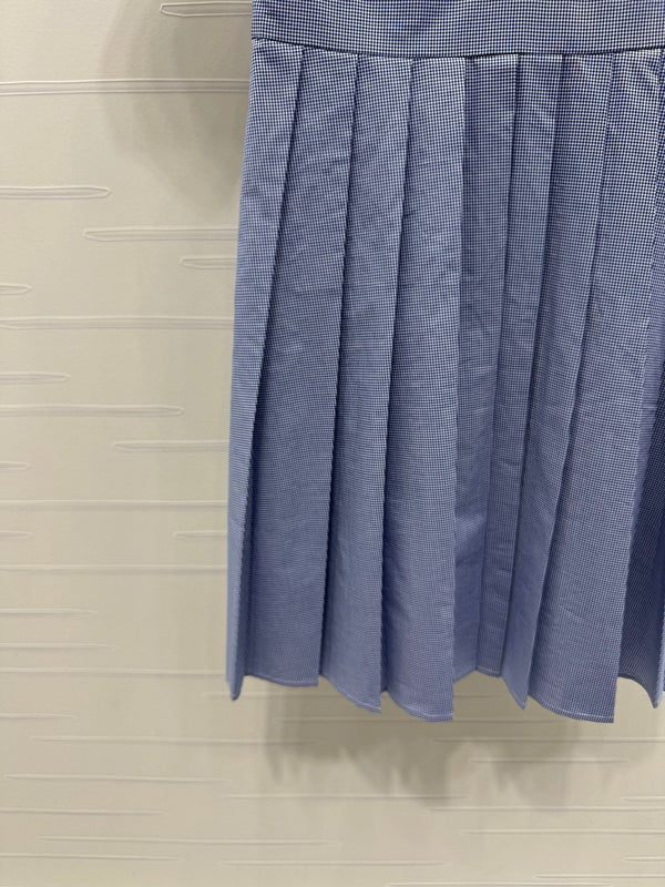 Miu Miu 26 Collar Plaid Dress Blue in Cotton 254539