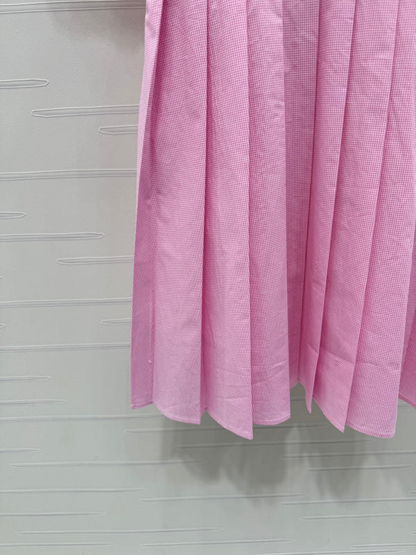 Miu Miu 26 Collar Plaid Dress Pink in Cotton 254538