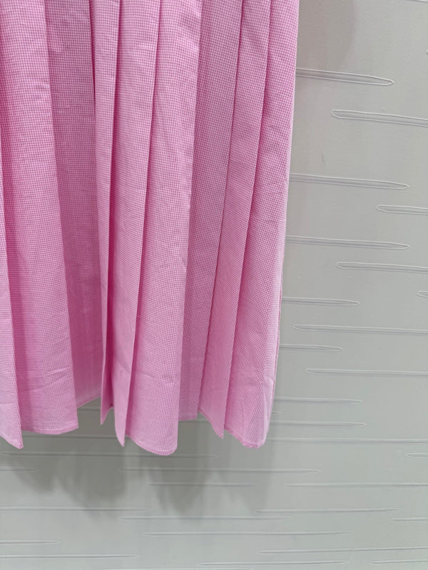Miu Miu 26 Collar Plaid Dress Pink in Cotton 254538