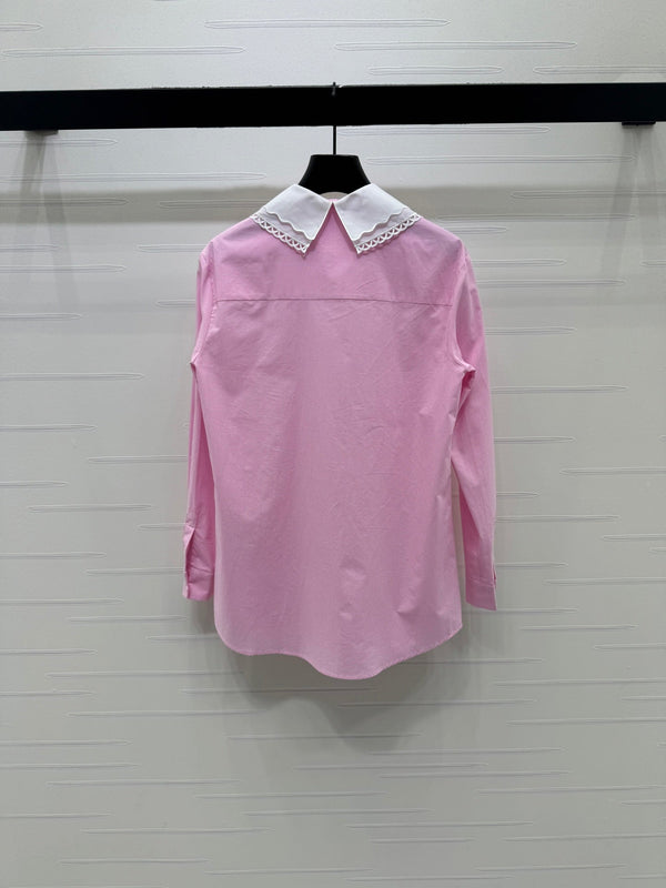 Chemise à carreaux Miu Miu 26 Collar Rose en coton 254534