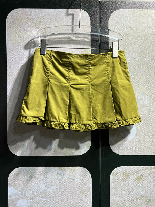 Chemisier à manches courtes vert à volants et jupe en coton Miu Miu 250945