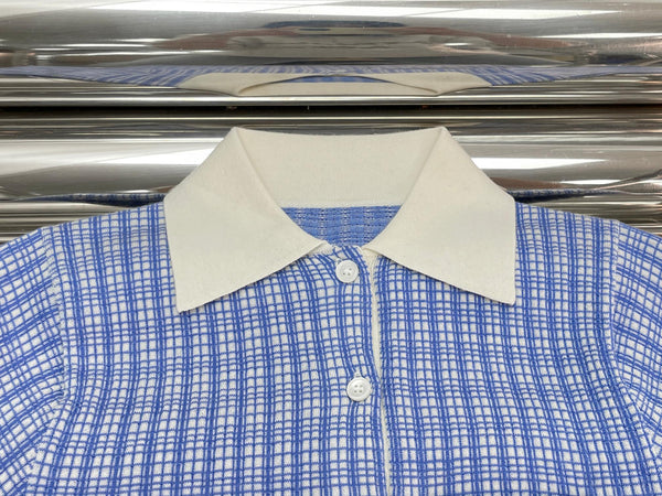 Miu Miu Polo en maille écossaise bleu en cachemire 254628