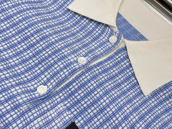 Miu Miu Polo en maille écossaise bleu en cachemire 254628
