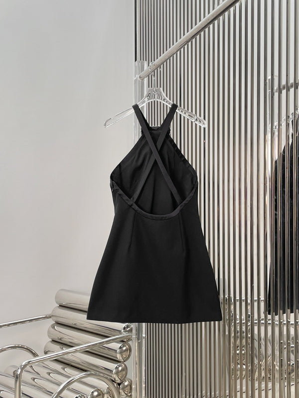 Miu Miu 26 Robe Cintrée à Nœud en Strass Noir en Polyester 205618