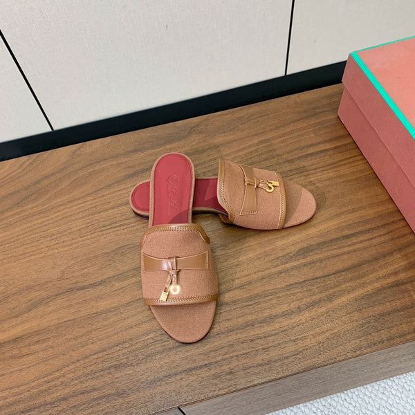 LP Color-blocked Sandals Brown in Canvas 703243