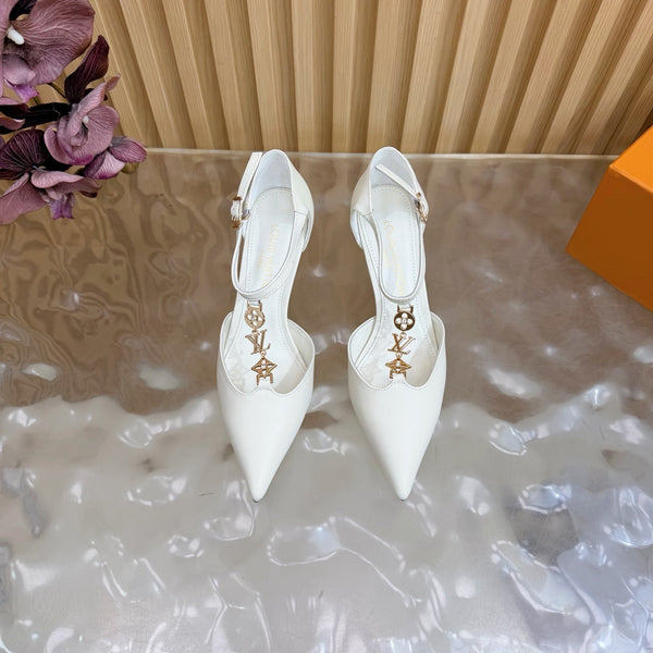 LV 6AM Slingback Pump 65 White in Cowhide 703073