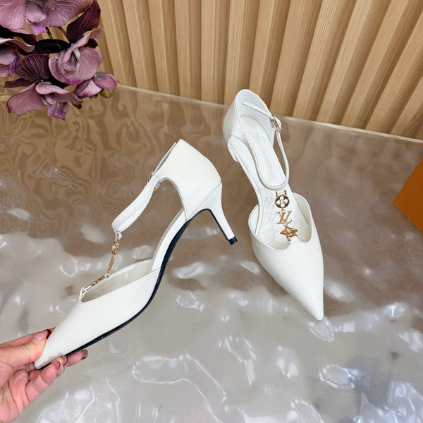 LV 6AM Slingback Pump 65 White in Cowhide 703073