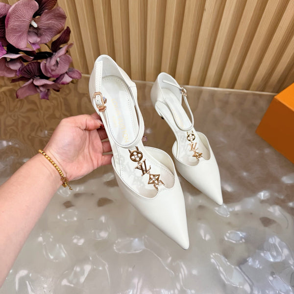LV 6AM Slingback Pump 65 White in Cowhide 703073