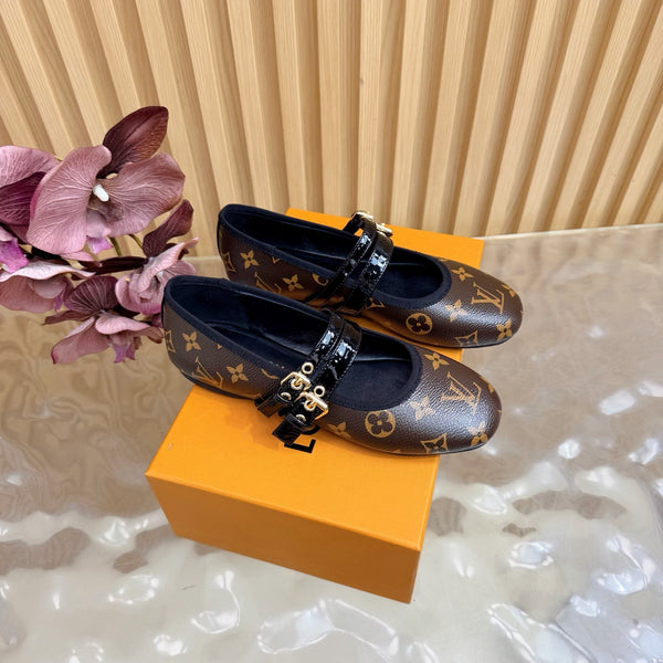 LV Romy Flat Ballerina Brown in Cowhide Monogram 703062