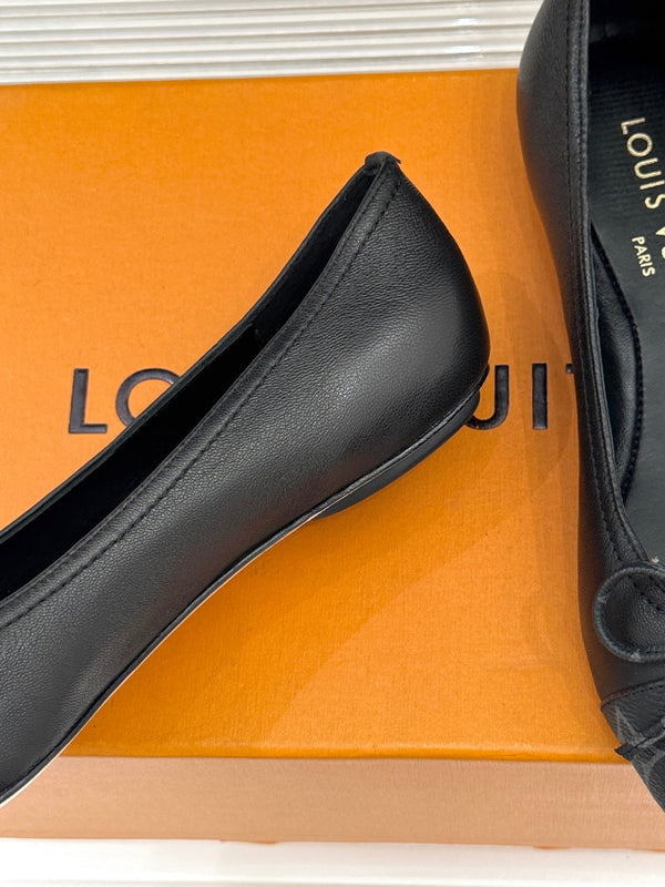 LV Classic Monogram Bow Ballet Flats Black in Lambskin 703032