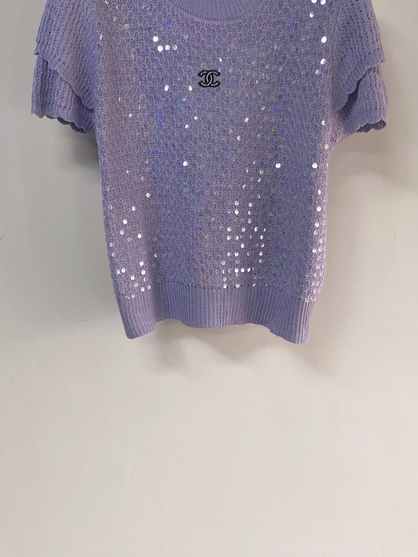 Chanel Short-Sleeve T-Shirt Purple in Cotton 257155
