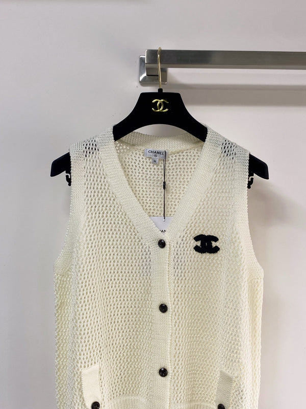Gilet Chanel crème en coton nitrile 257209
