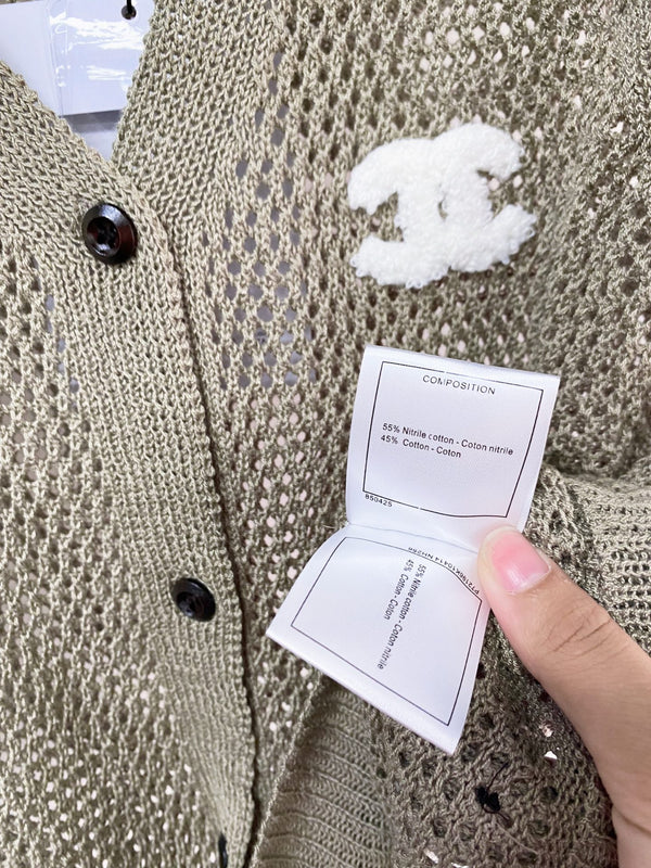 Gilet Chanel Kaki en Coton Nitruré 257208