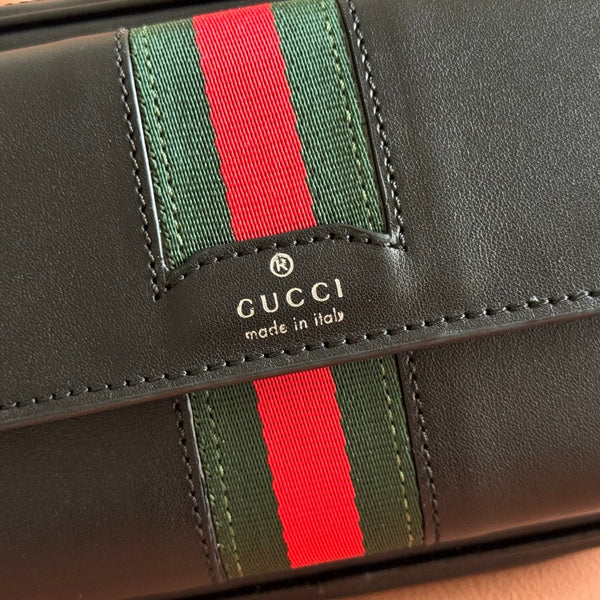 Gucci Web Trademark Mini Bag 20 Black in Cowhide 284922