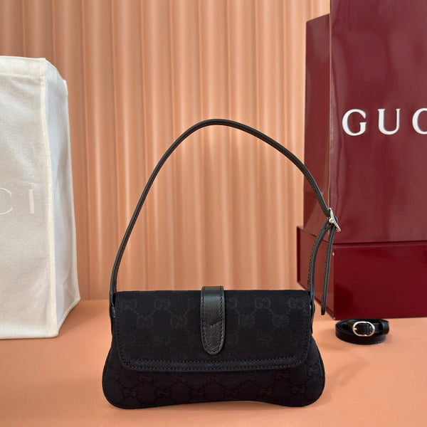 Gucci 26 Jackie Small 21,5cm Noir Argent en Toile 284988