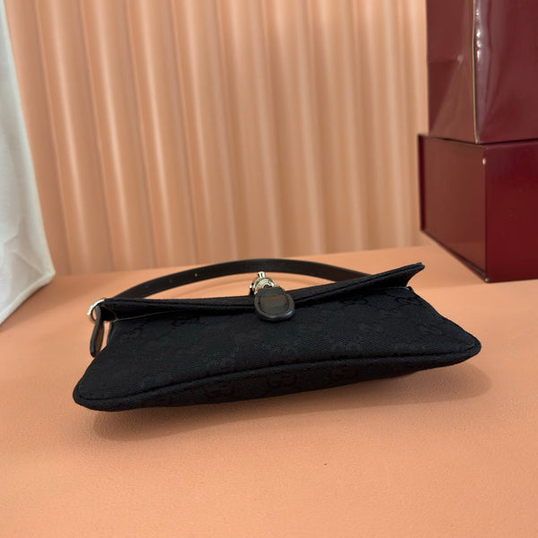 Gucci 26 Jackie Small 21,5cm Noir Argent en Toile 284988