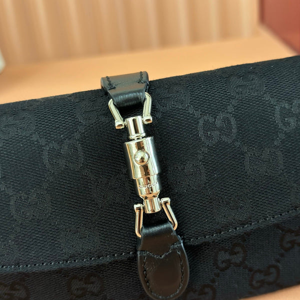 Gucci 26 Jackie Small 21,5cm Noir Argent en Toile 284988