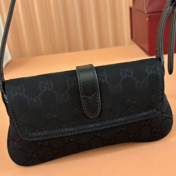 Gucci 26 Jackie Small 21,5cm Noir Argent en Toile 284988