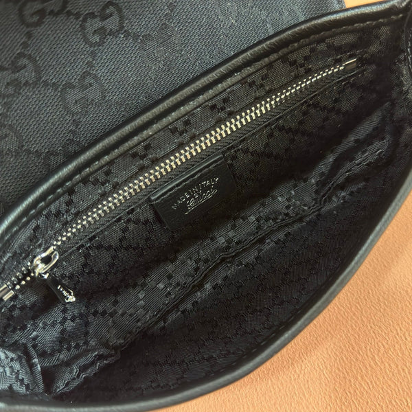 Gucci 26 Jackie Small 21,5cm Noir Argent en Toile 284988