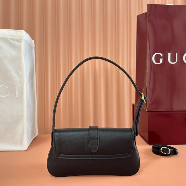 Gucci 26 Jackie Small 21.5cm Black Gold in Cowhide 284989