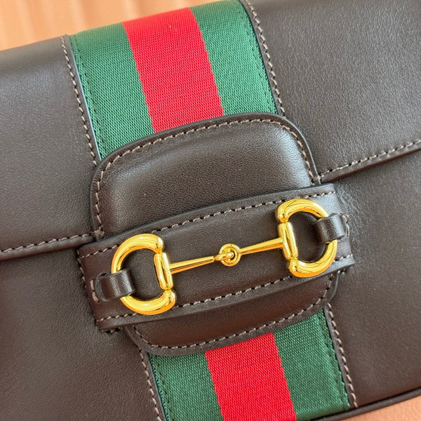 Sac bandoulière Gucci Horsebit 26 en cuir de vachette marron 21 cm 285032