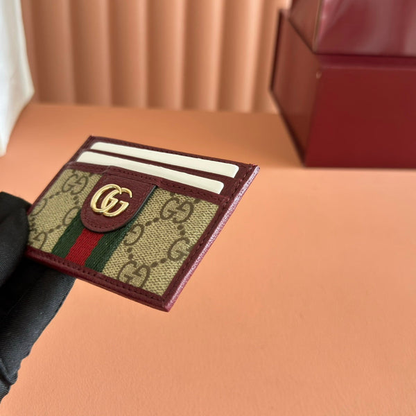 Gucci Ophidia Card holder Dark Brown Beige in Soft GG Supreme 285046