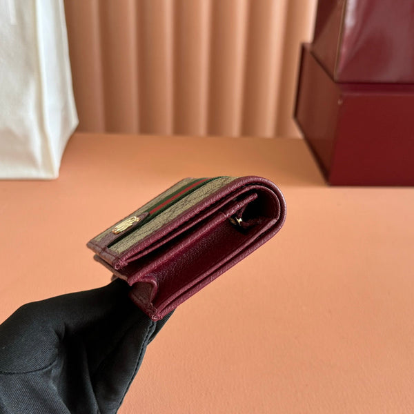 GG Ophidia Portefeuille 11 Marron foncé Beige en toile Suprême GG souple 285047
