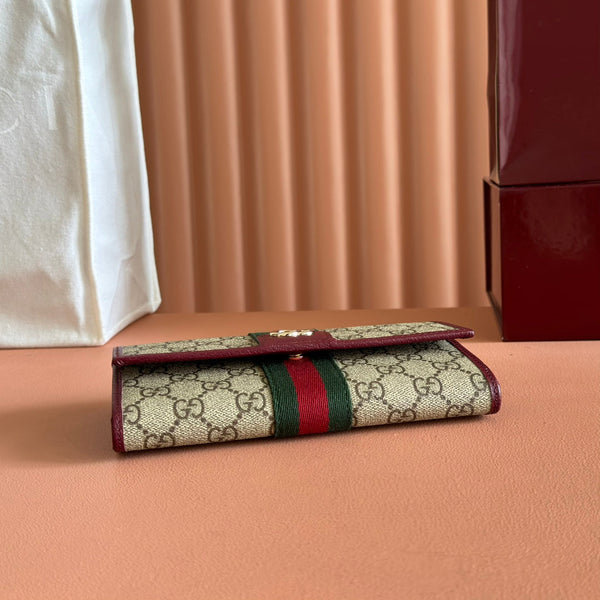 Gucci Ophidia Continental Wallet 19 Dark Brown Beige in Soft GG Supreme 285049