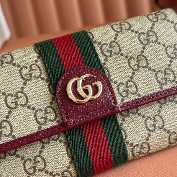 Gucci Ophidia Continental Wallet 19 Dark Brown Beige in Soft GG Supreme 285049