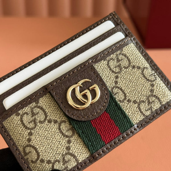 Gucci Ophidia Card holder Brown Beige in Soft GG Supreme 285055
