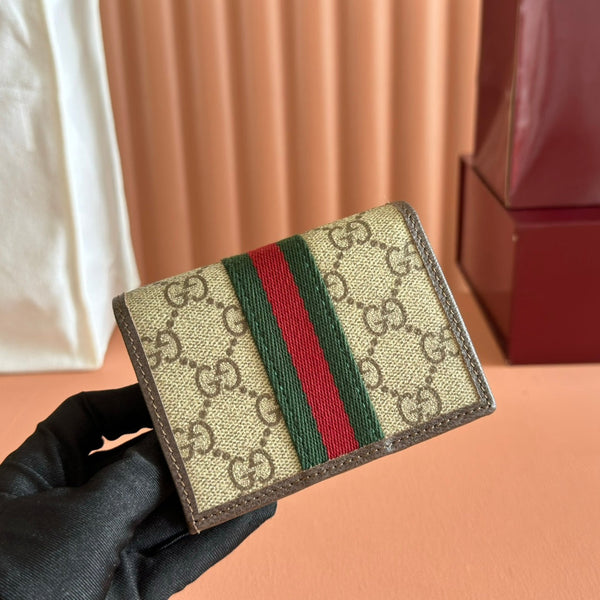 GG Ophidia Wallet 11 Brown Beige in Soft GG Supreme 285056