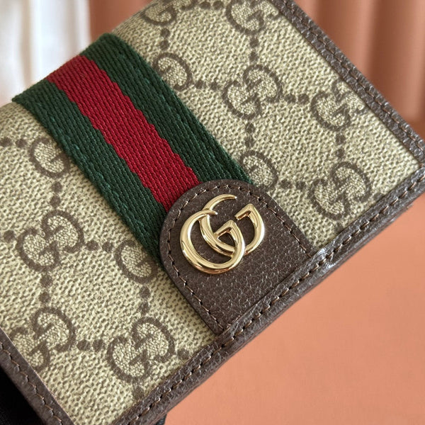 GG Ophidia Wallet 11 Brown Beige in Soft GG Supreme 285056