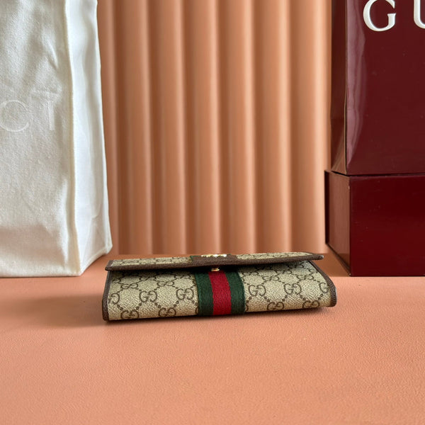 Gucci Ophidia Continental Wallet 19 Brown Beige in Soft GG Supreme 285062