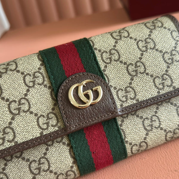 Gucci Ophidia Continental Wallet 19 Brown Beige in Soft GG Supreme 285062
