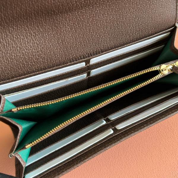 Gucci Ophidia Continental Wallet 19 Brown Beige in Soft GG Supreme 285062