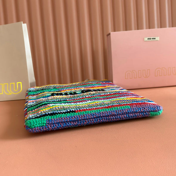 Miu Miu Crochet Multicolor 38 Cotton Thread Tote Bag 285250