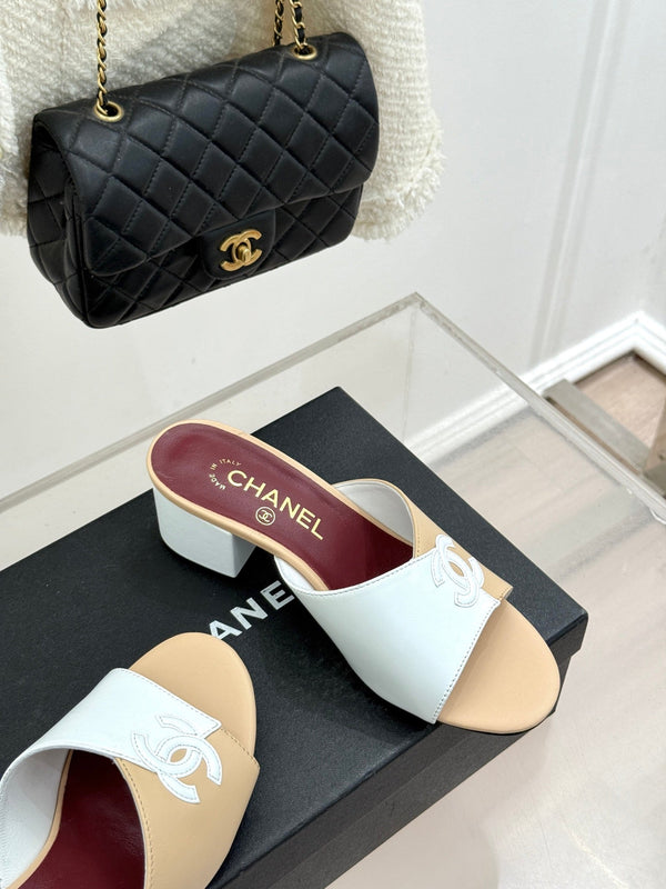 CC 26S Double C Patchwork Sandal 50 Beige White in Cowhide 706375