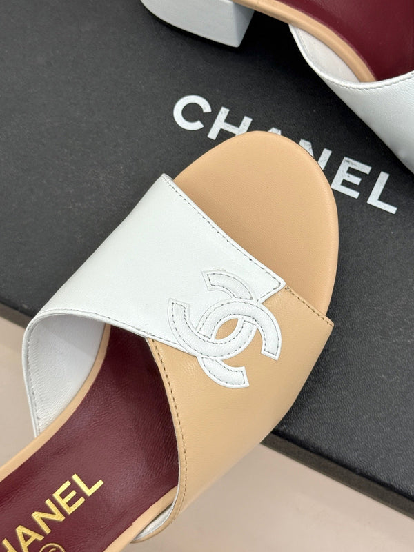 CC 26S Double C Patchwork Sandal 50 Beige White in Cowhide 706375