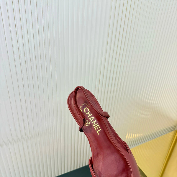CC 26 Slingback Flat Red Pink Lambskin 714025