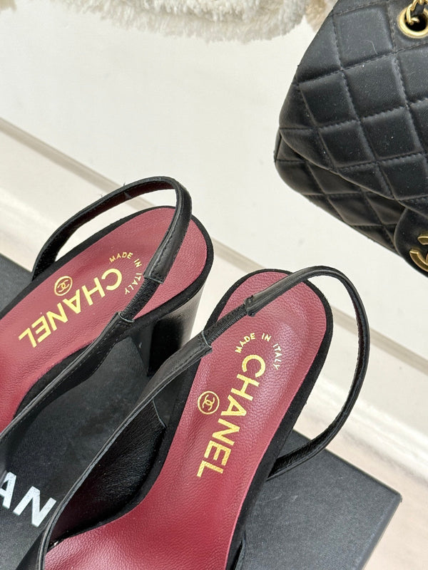 Chanel 26S Slingback 85mm Black Gray in Cowhide 706354