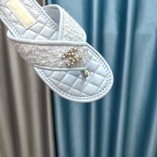 Chanel 26P Flip-Flops Light Blue in Woven 712313